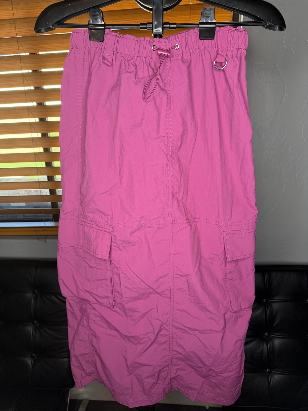 Love Tree Pink Cargo Midi Skirt with Drawstring Waist